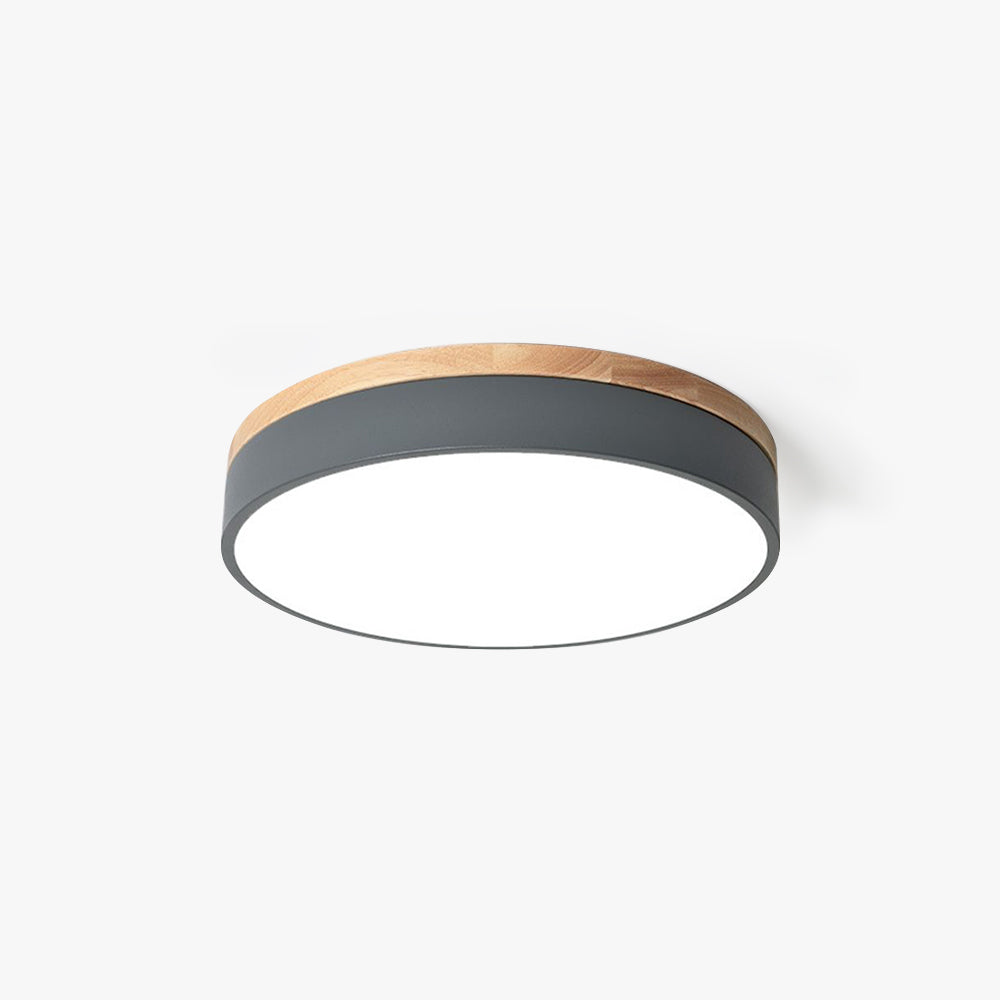 Aria Modern LED Deckenleuchte Rund, Weiß/Gelb/Grün/Grau, Schlafzimmer, Metall Holz