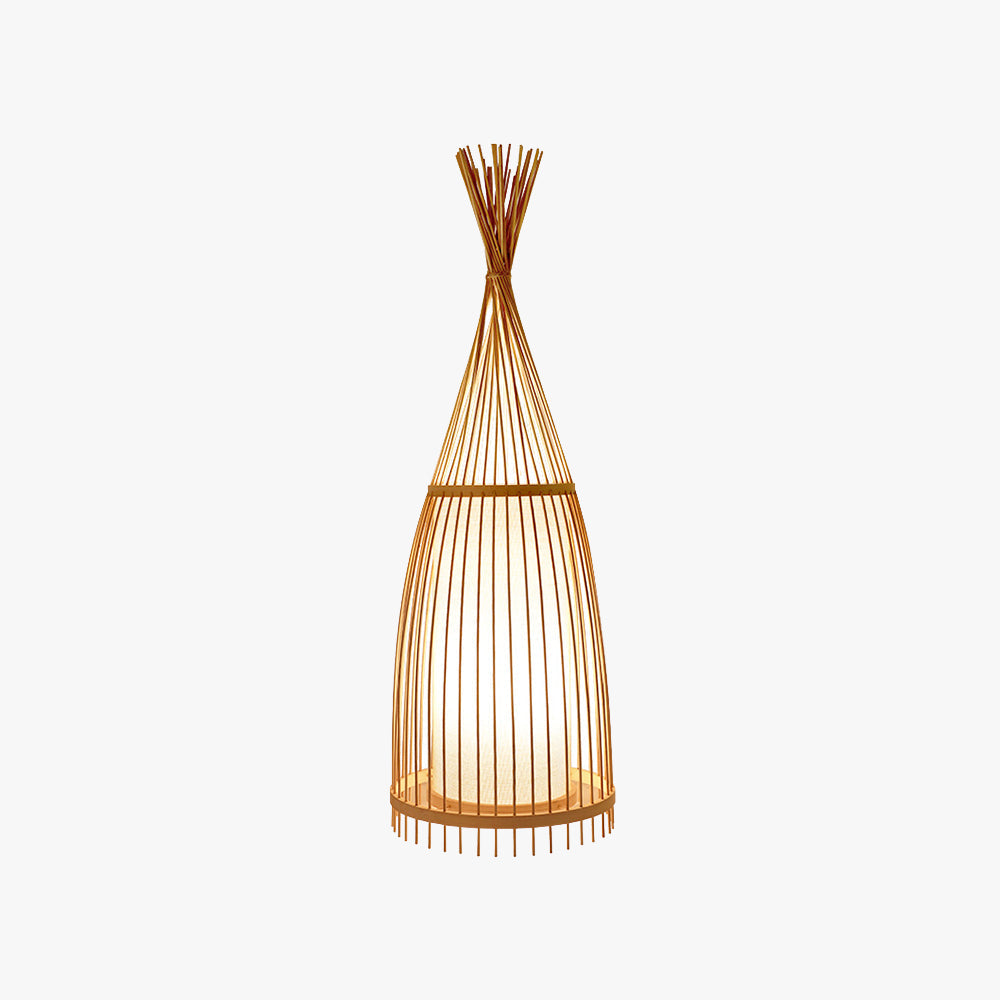 Muto Design LED Stehlampe Rattan Textil Wohnzimmer Schlafzimmer Esszimmer