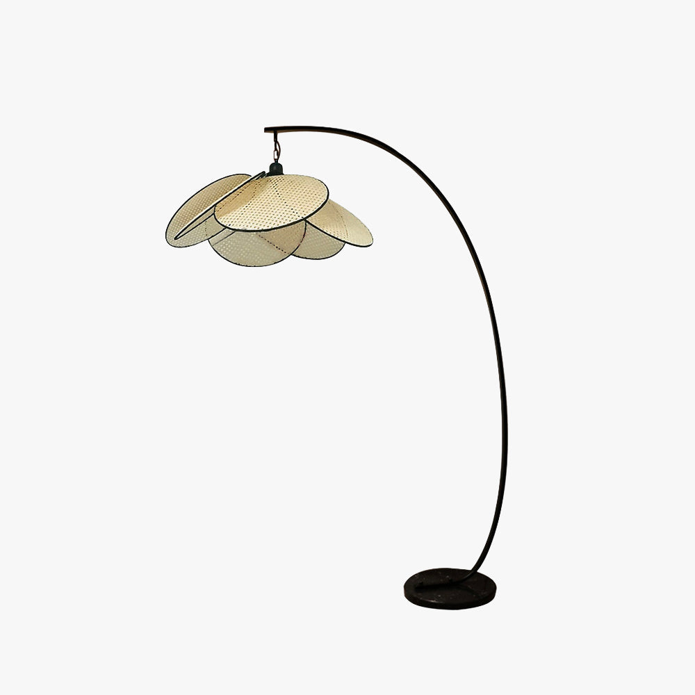 Ritta Design LED Stehlampe Schwarz Schlaf/Wohn/Esszimmer Metall&Rattan