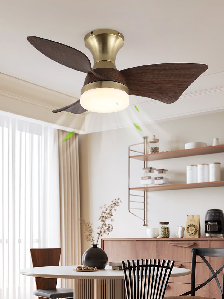 Aureon Deckenventilator mit Beleuchtung aus Holz im modernen Stil