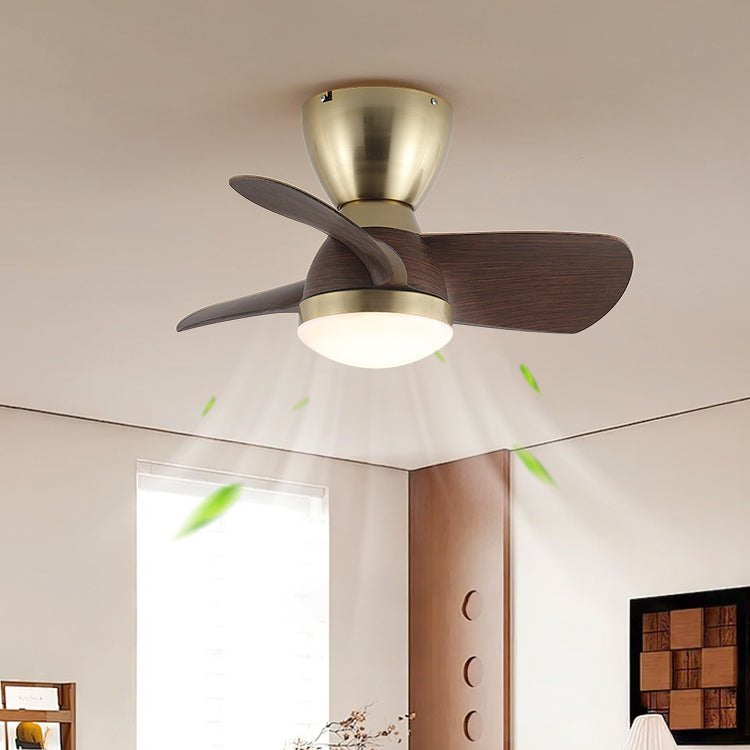 Aldiian minimalistisch Messing-Holz-Deckenventilator mit Beleuchtung