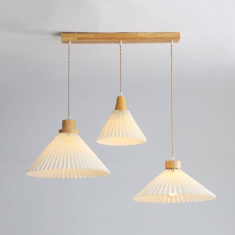 Muto Moderne LED Pendelleuchte Schlafzimmer/Wohnzimmer Weiß Holz