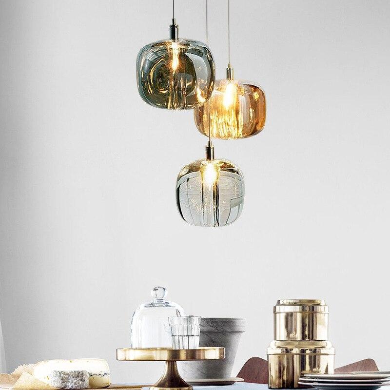 Valentina Modern Kugel LED Pendelleuchte Bernstein/Klar/Rauchgrau Esszimmer Glas