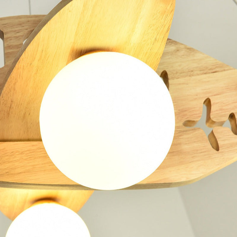 Aria Modern Pendelleuchte Flugzeugform Kugel Kinderzimmer, Holz Acryl