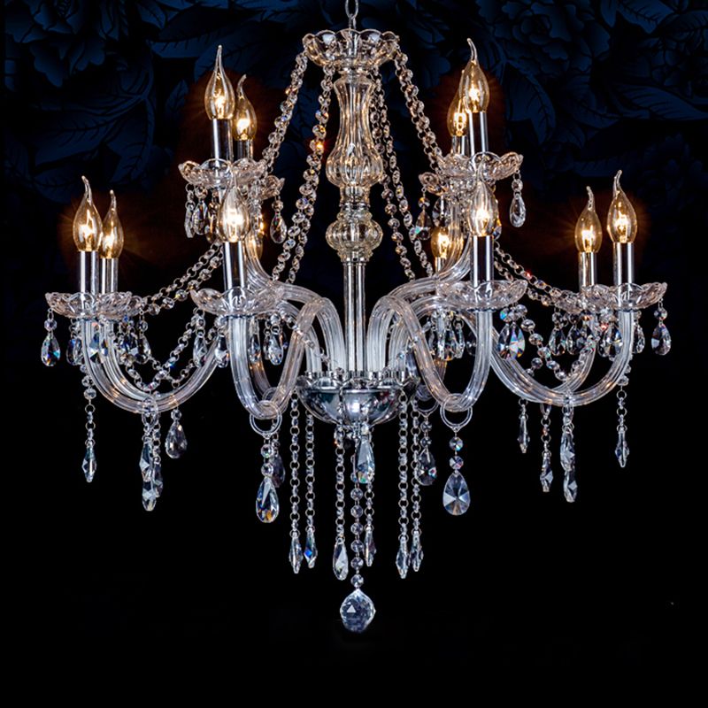 Silva Vintage LED Kronleuchter Kerzenform Klar Wohn/Esszimmer Glas 6/8/10/12/15/18-flammig