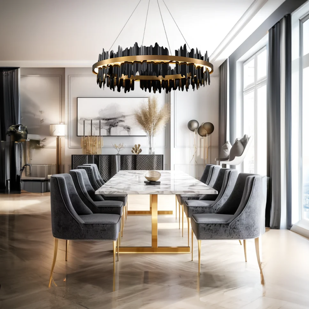 Kristy Industrial LED Kronleuchter Gold Metall Schalf/Wohnzimmer