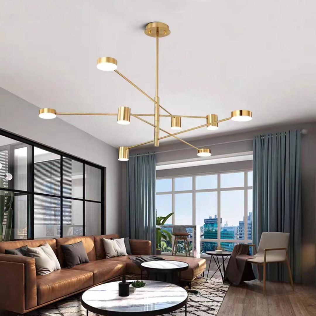 Arisha Modern Industrie Zweig LED Pendelleuchte Schwarz/Gold Schlaf/Wohnzimmer Metall