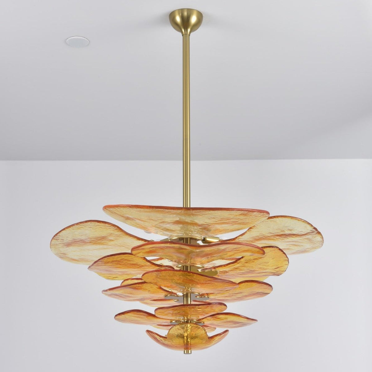 Crivs Kronleuchter Gold Murano-Glas-Blüten-Lagen Luxus