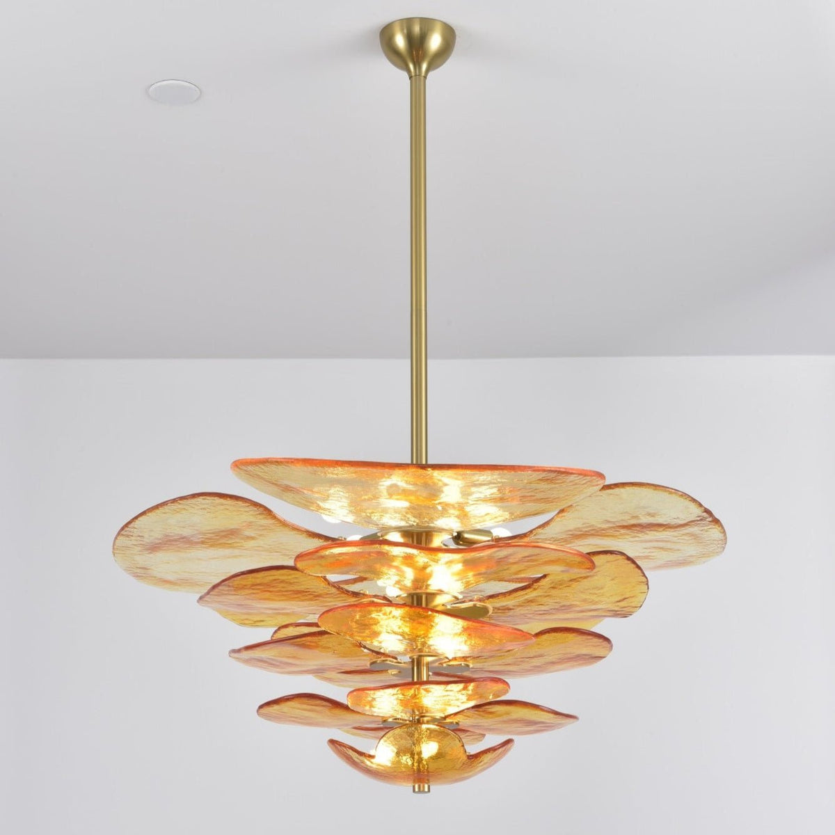 Crivs Kronleuchter Gold Murano-Glas-Blüten-Lagen Luxus
