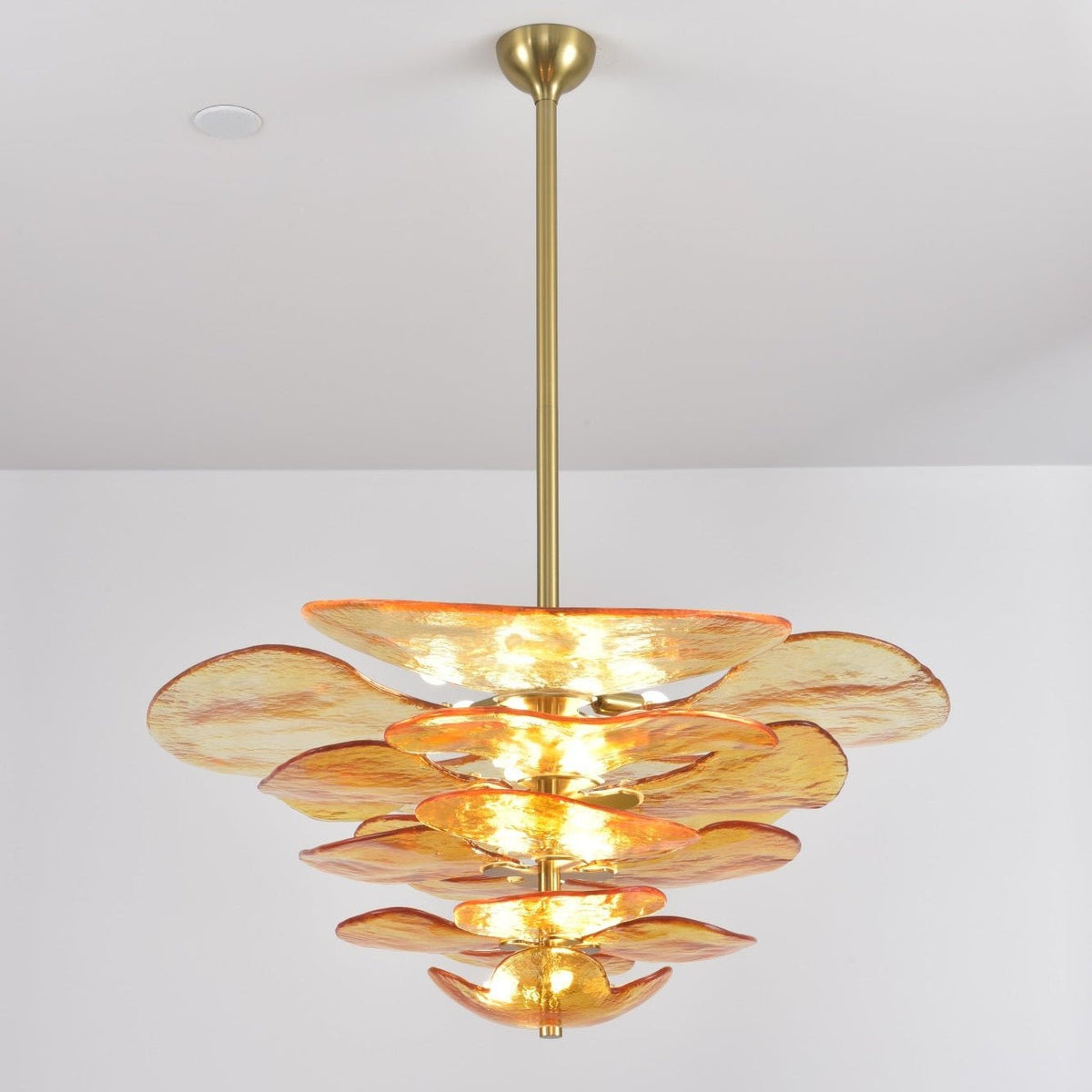 Crivs Kronleuchter Gold Murano-Glas-Blüten-Lagen Luxus