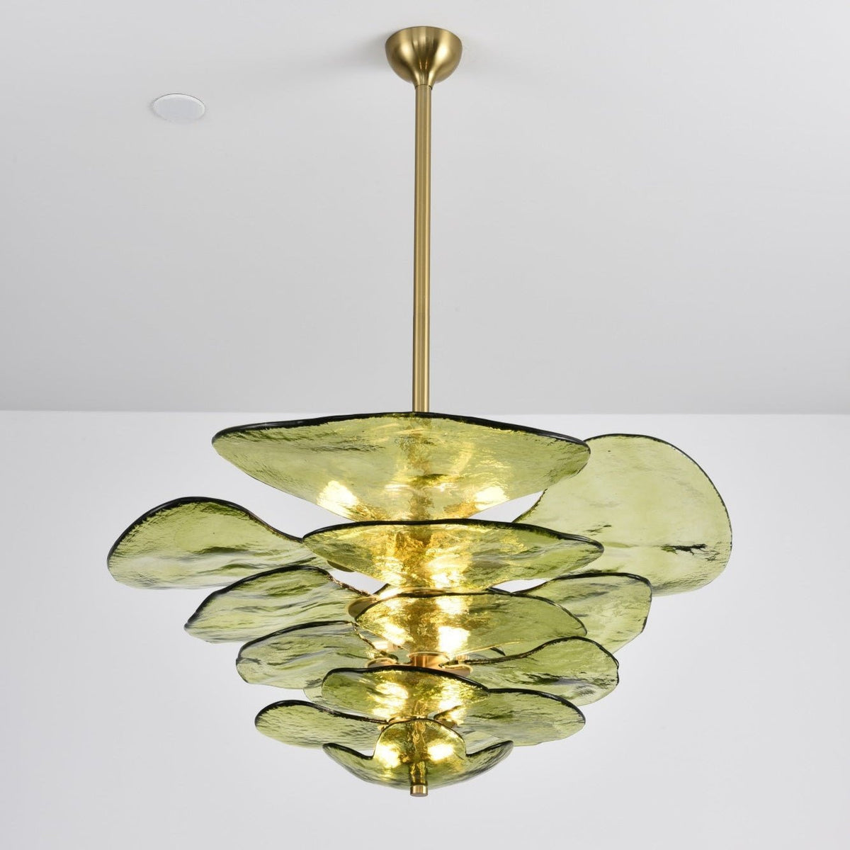 Crivs Kronleuchter Gold Murano-Glas-Blüten-Lagen Luxus