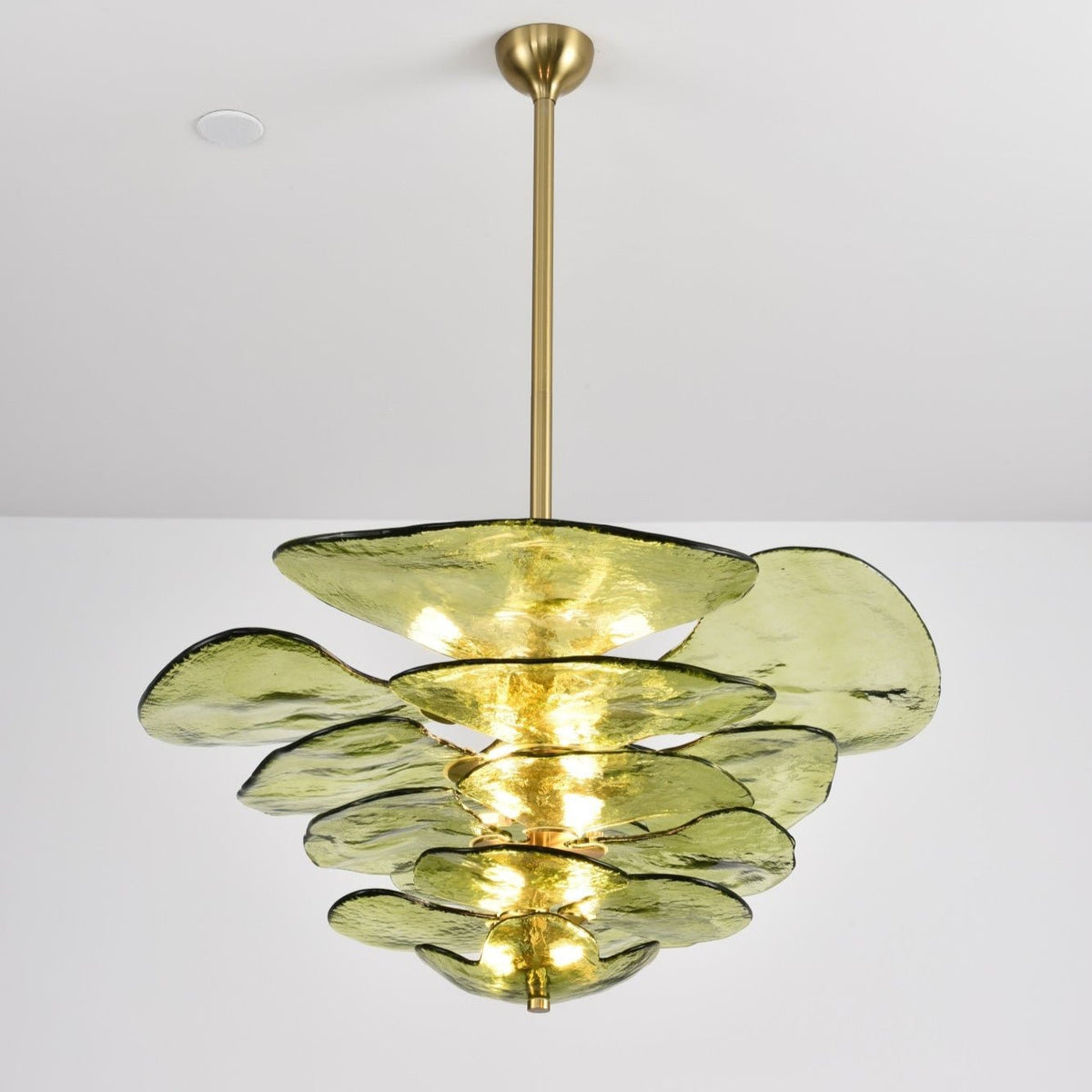 Crivs Kronleuchter Gold Murano-Glas-Blüten-Lagen Luxus