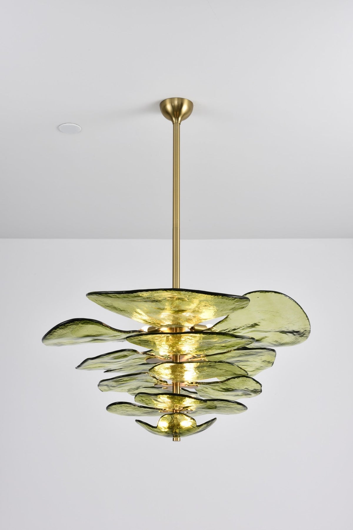 Crivs Kronleuchter Gold Murano-Glas-Blüten-Lagen Luxus