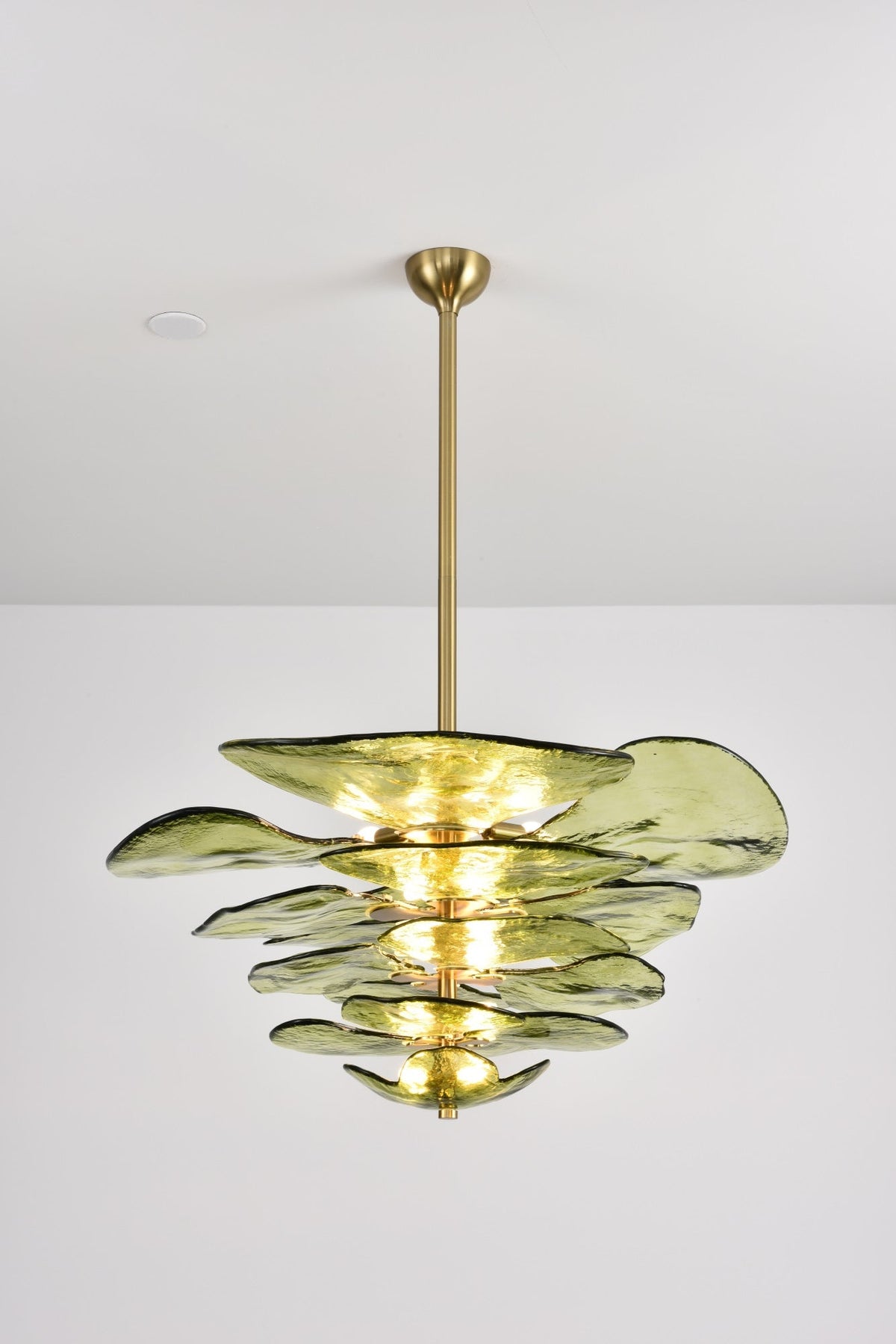 Crivs Kronleuchter Gold Murano-Glas-Blüten-Lagen Luxus