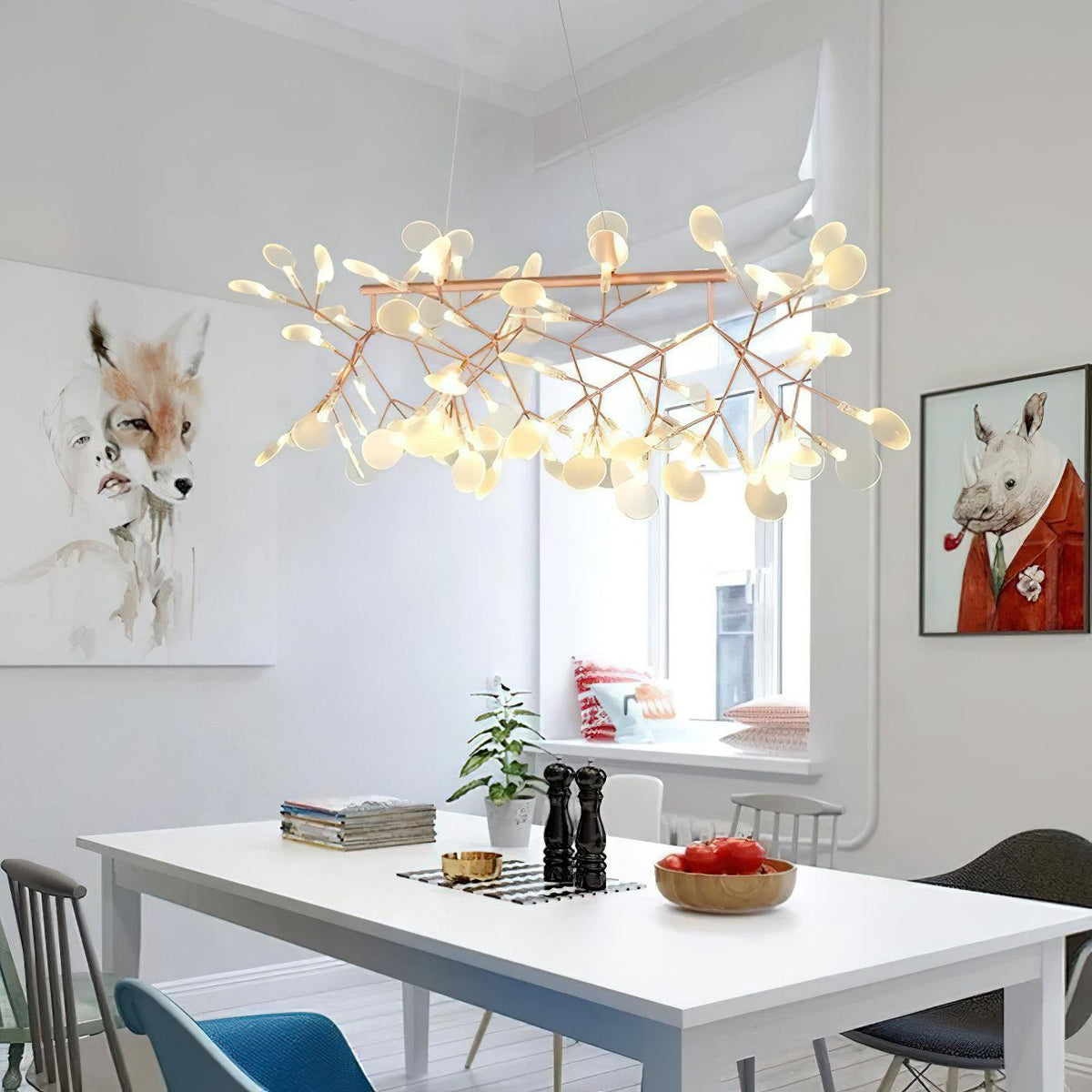 Brenwen Kronleuchter LED-Ast-Struktur lang linear künstlerisch