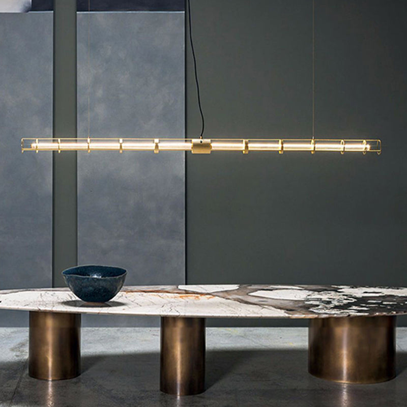 Arisha LED Linear Pendelleuchte Gold Esstisch/Wohn/Schlafzimmer Metall&Glas