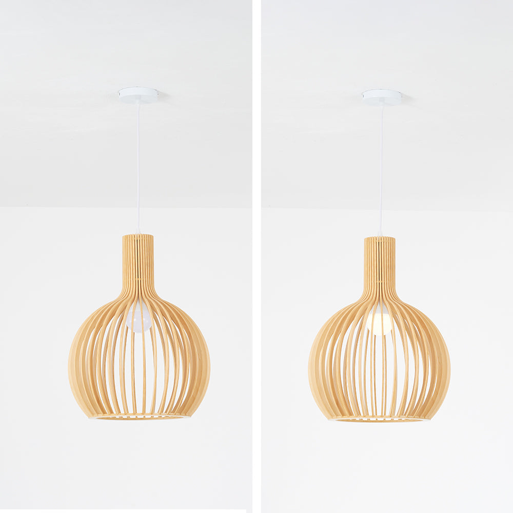 Muto Hölzerne Vogelkäfig-Lampe  Pendelleuchte Holz Esszimmer