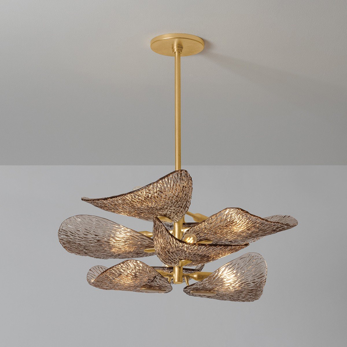Celaline Kronleuchter Cardiff Piastra-Glasblätter in Bronze