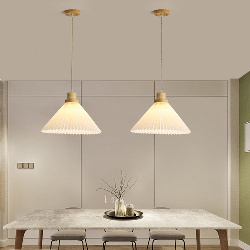 Muto Moderne LED Pendelleuchte Schlafzimmer/Wohnzimmer Weiß Holz