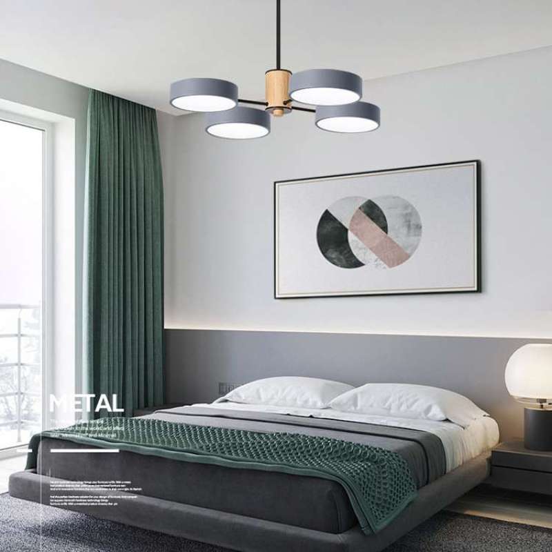 Arisha Modern Kronleuchter Geometrische Wohnzimmer, Metall Holz, 3 Farben