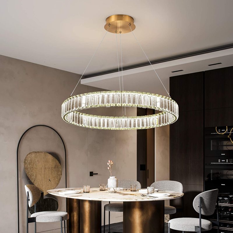 Kristy LED Eleganter Rund Kristall Kronleuchter, Klar, Wohnzimmer
