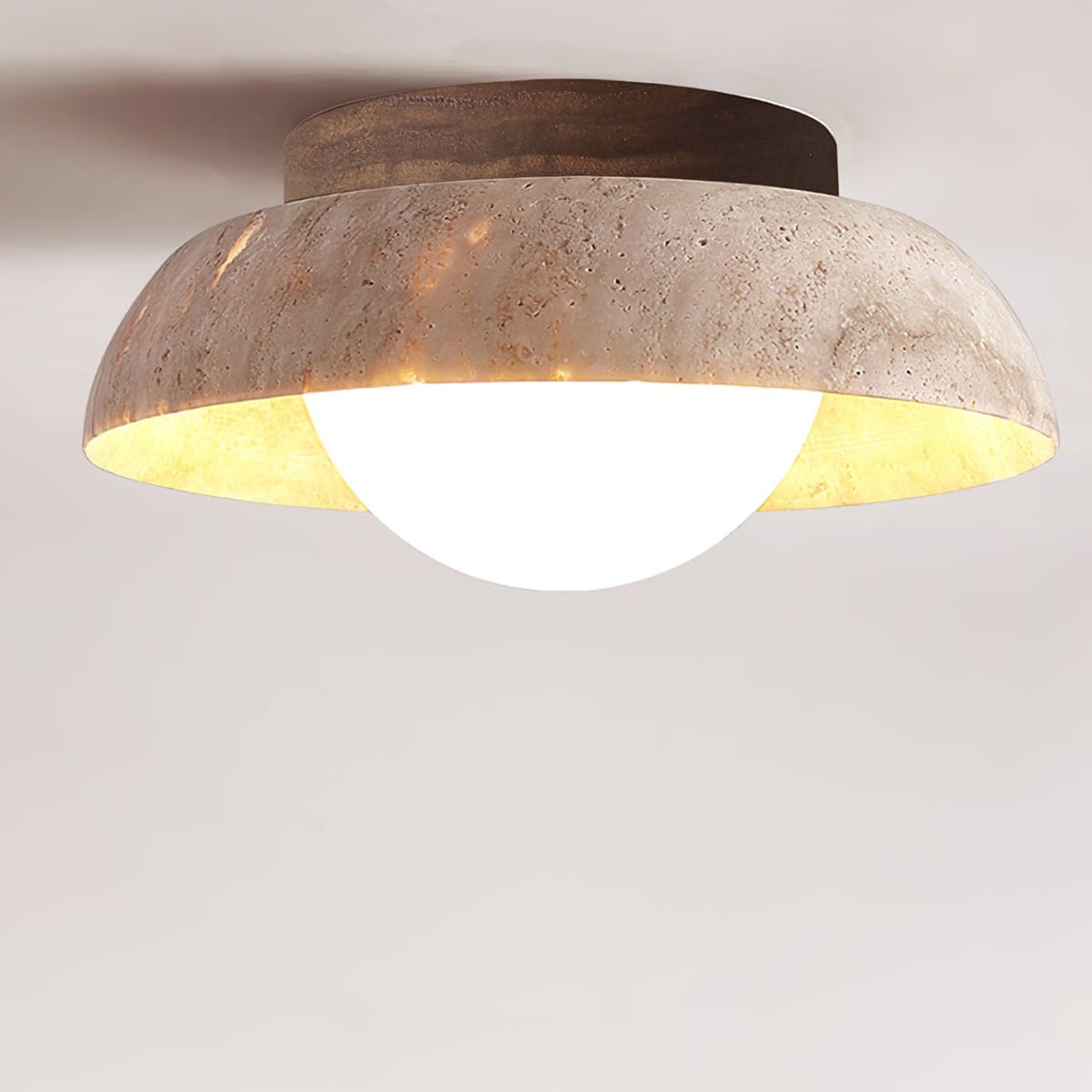 Anya Disc-Dome Travertine Deckenleuchte