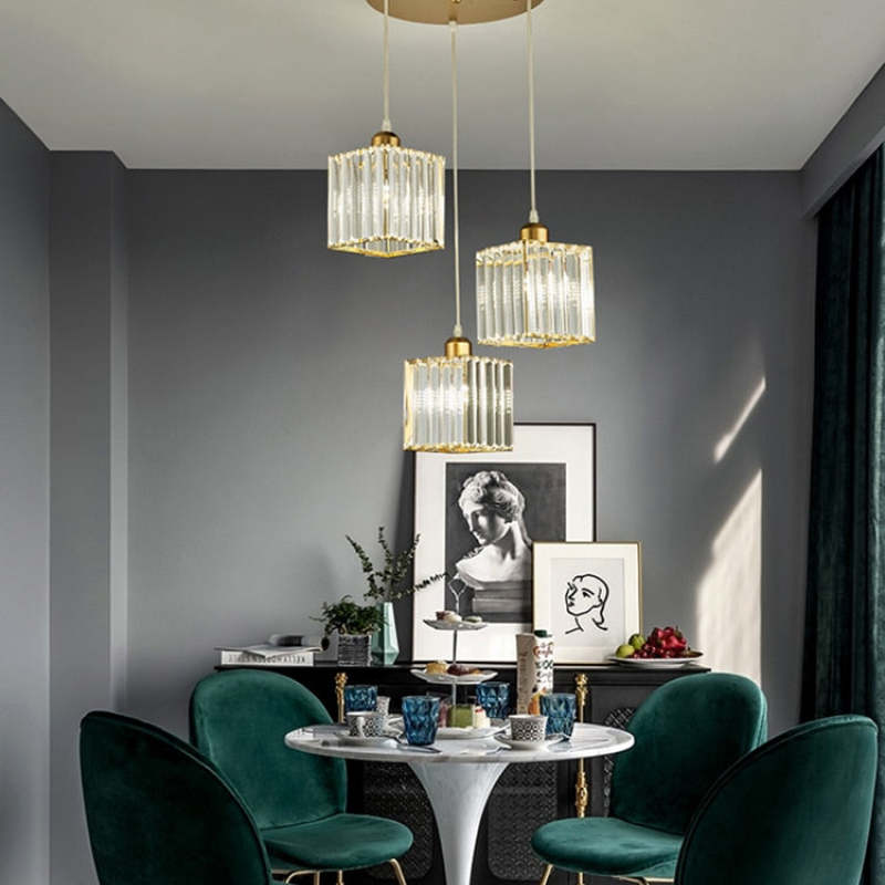 Airsha  Pendelleuchte Schwarz/Gold Wohnzimmer/Küche Modern Rund/Quadrat