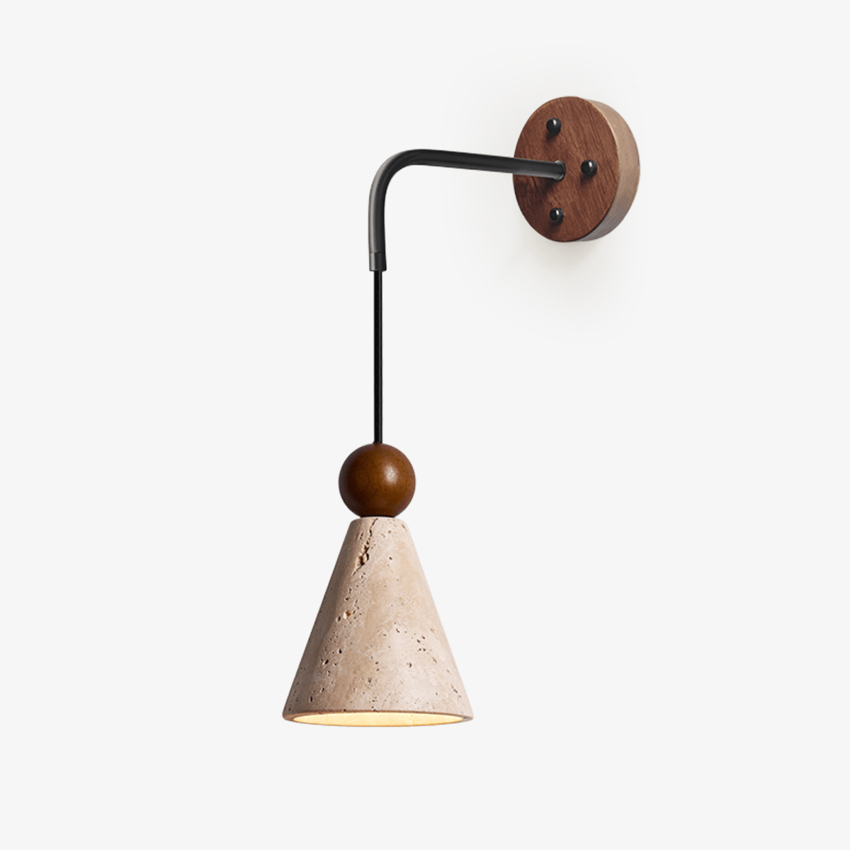 Verholt Wandleuchte Pendelleuchte aus Holz mit Holz-Kegel-Lampenschirm