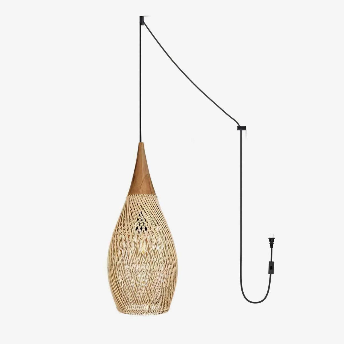 Canirora Pendelleuchte Rattan Swag Geflochten