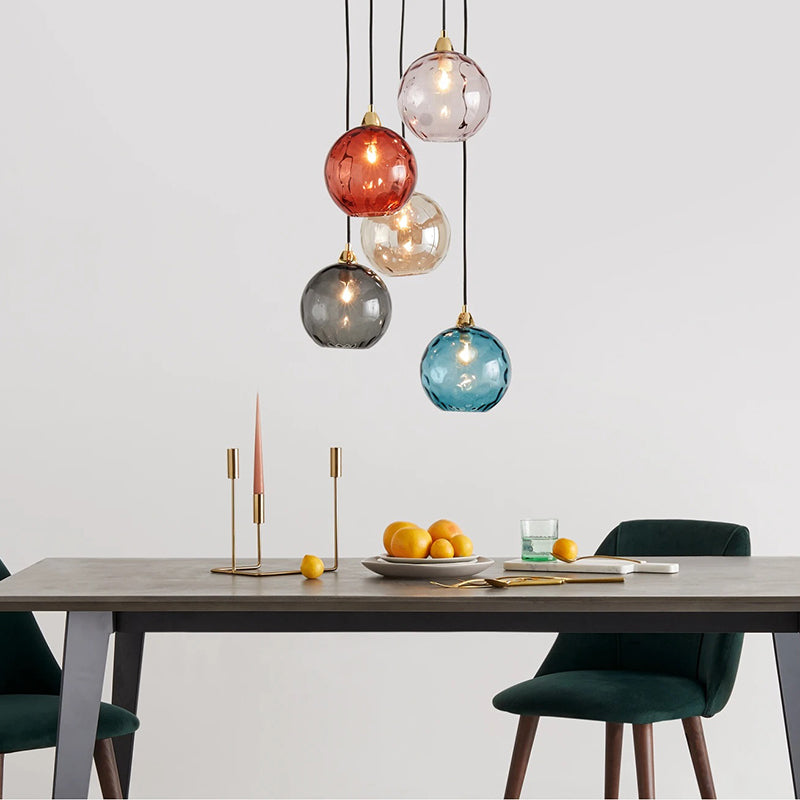 Aria Design LED Bunte Pendelleuchte Glaskugel 1 Flammig Esstisch