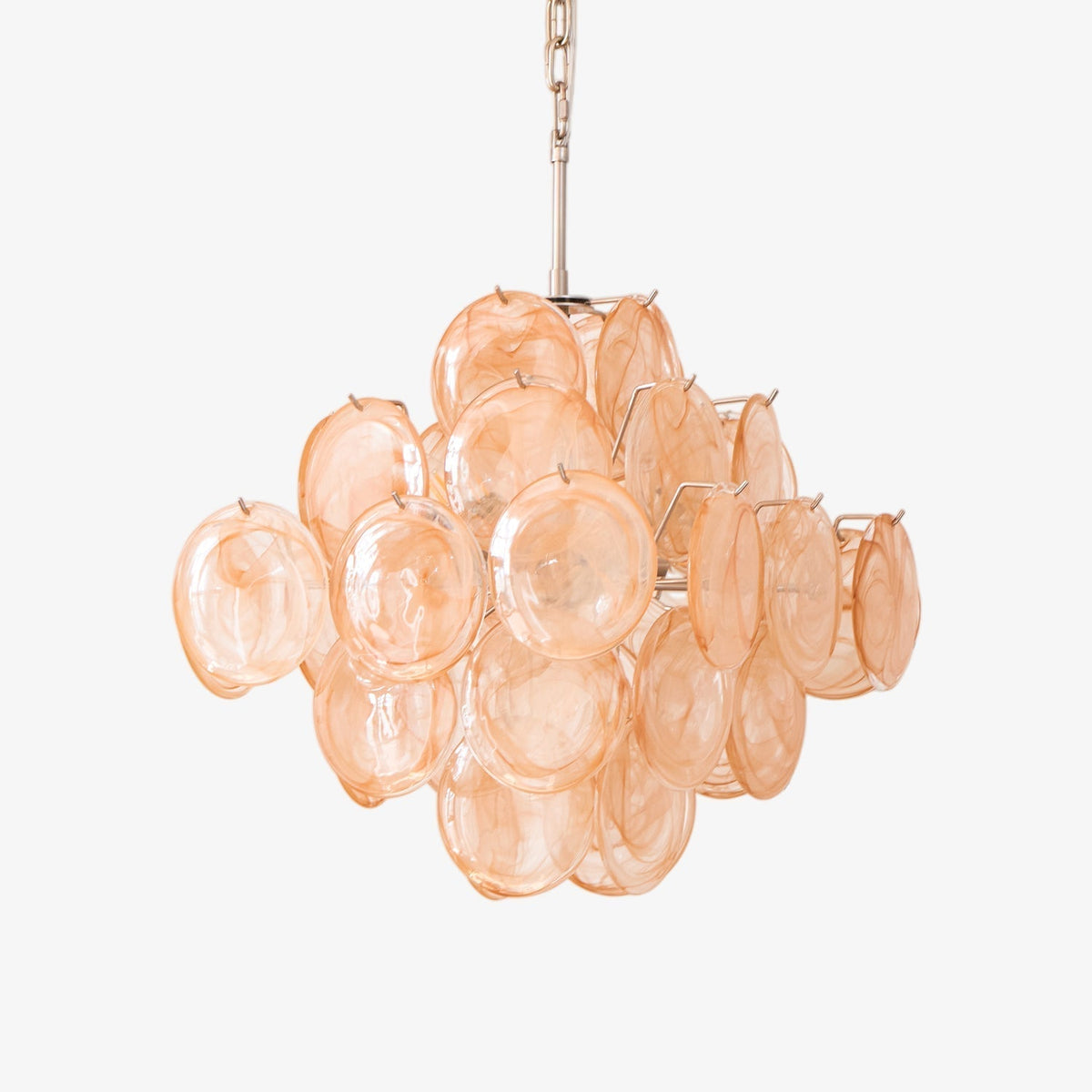Lioraleon Kronleuchter Apricot Murano-Glasscheiben gestuft künstlerisch