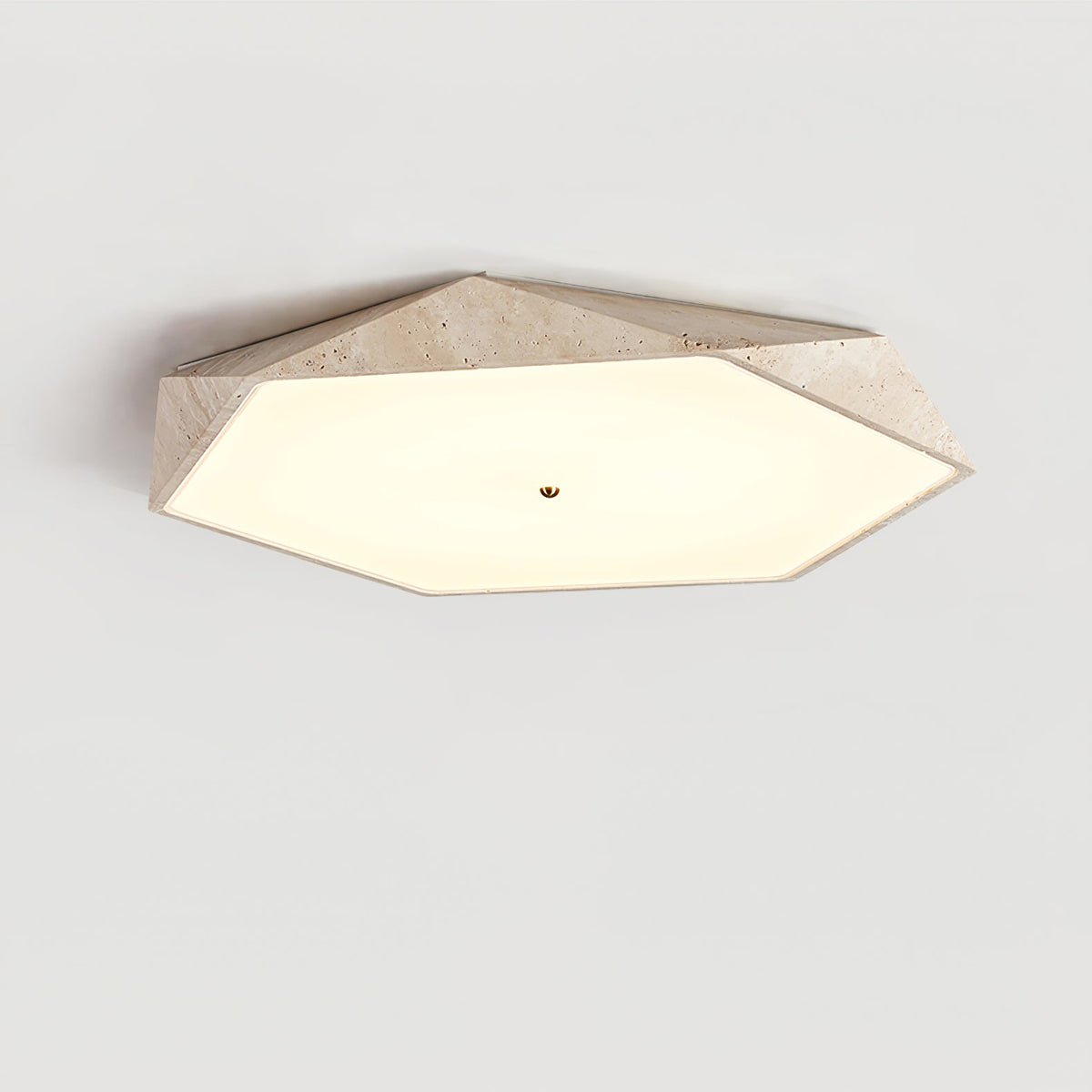 Hexagonale Deckenleuchte aus gelbem Travertin