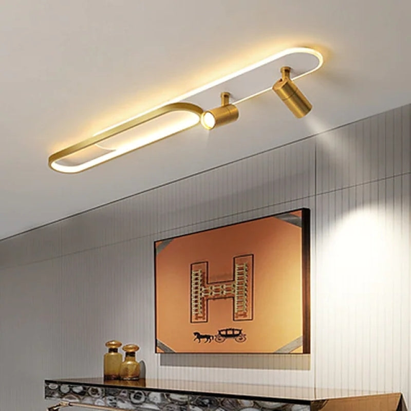 Aim  Linear LED Deckenleuchte Schwarz/Gold Wohnzimmer Modern