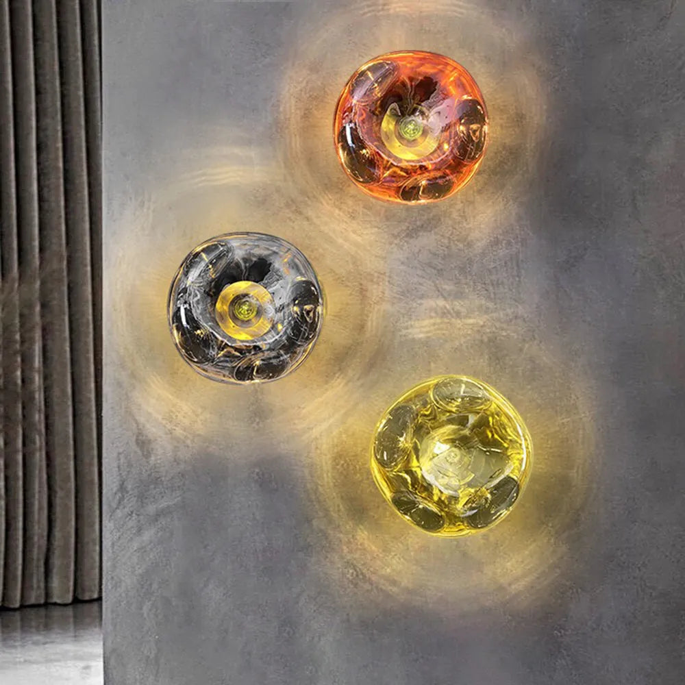 Valentina Moderne Kunstvolle Wandlampe aus Bernsteinfarbenem Luxusbeleuchtung