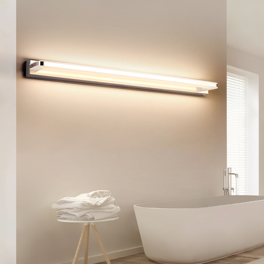 Arisha Nordic Linear Metall Spiegelfront Wandleuchte, Chrom/Schwarz, Schlafzimmer