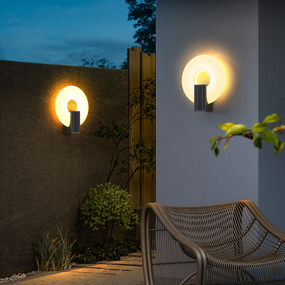 Arisha Ring Solar Außenwandlleuchte Metall Acryl Garten Flur Balkon
