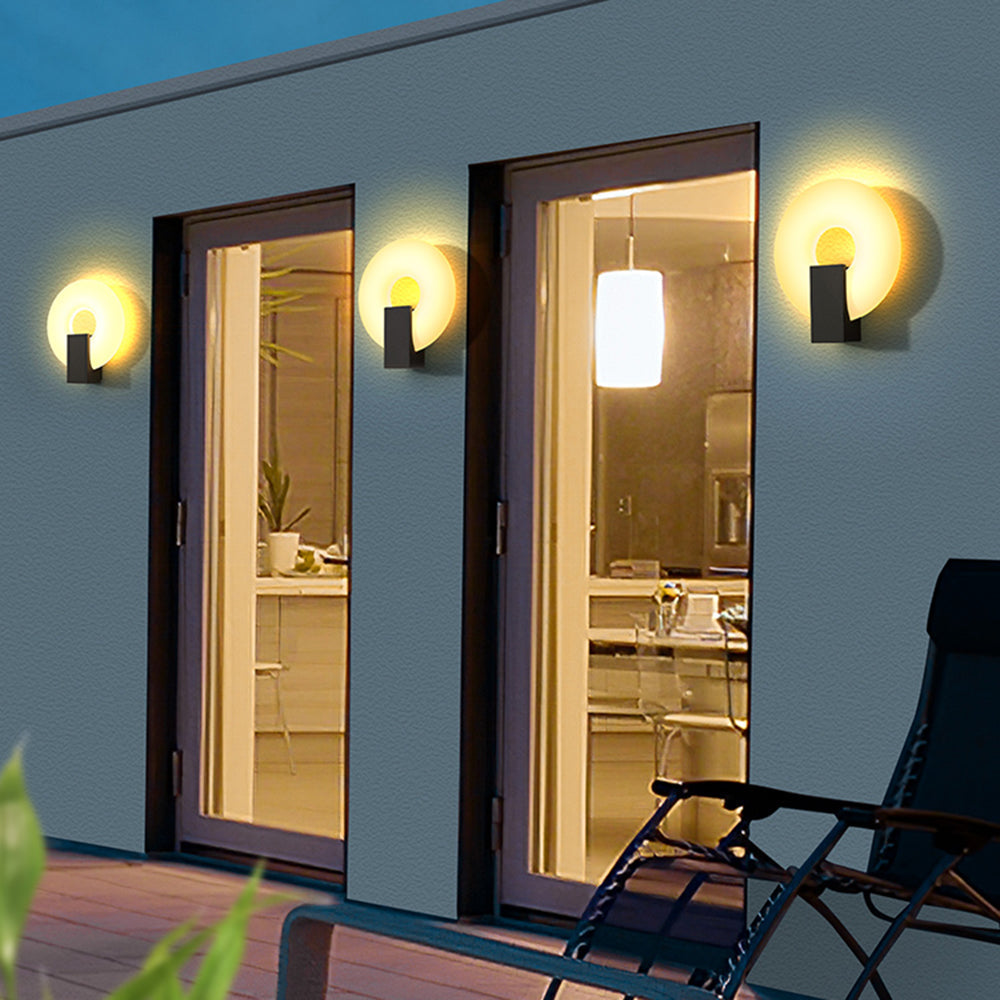 Arisha Ring Solar Außenwandlleuchte Metall Acryl Garten Flur Balkon