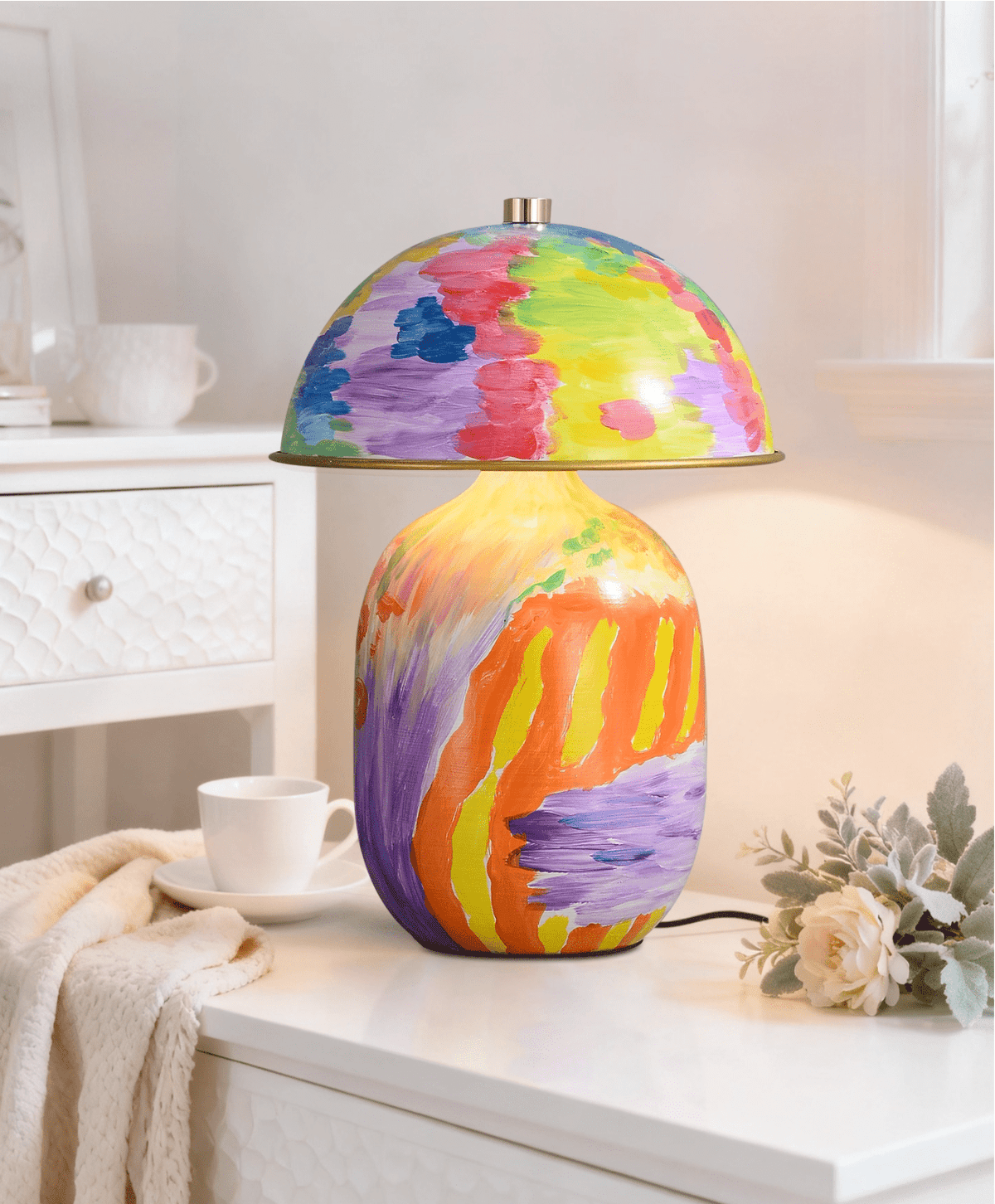 Abstract Wandbild Keramik Tischleuchte