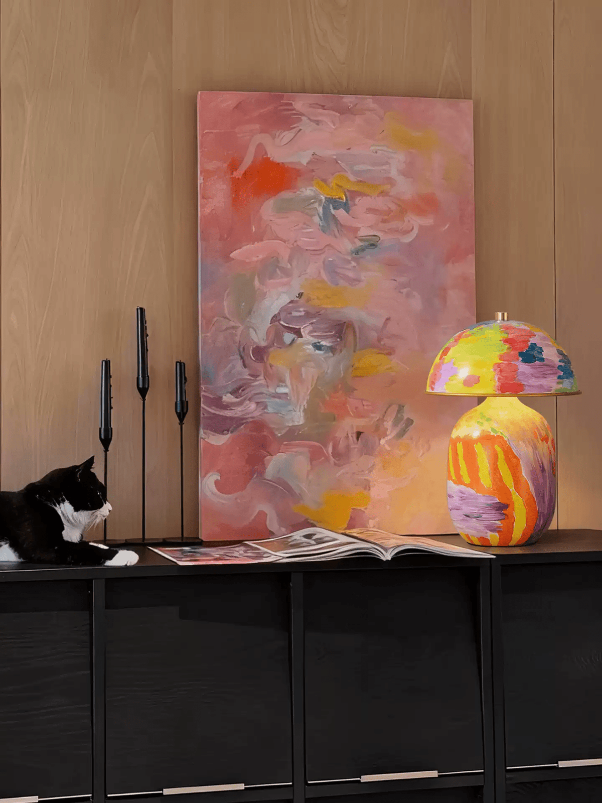 Abstract Wandbild Keramik Tischleuchte