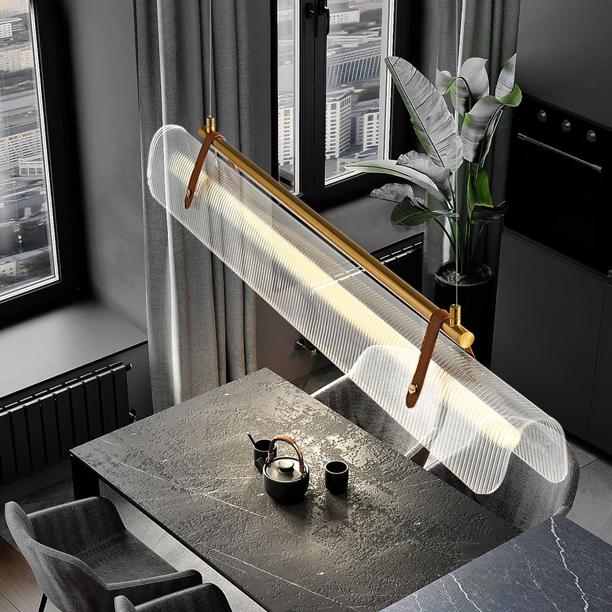 Niraenne Pendelleuchte aus Acryl linear modern für das Esszimmer