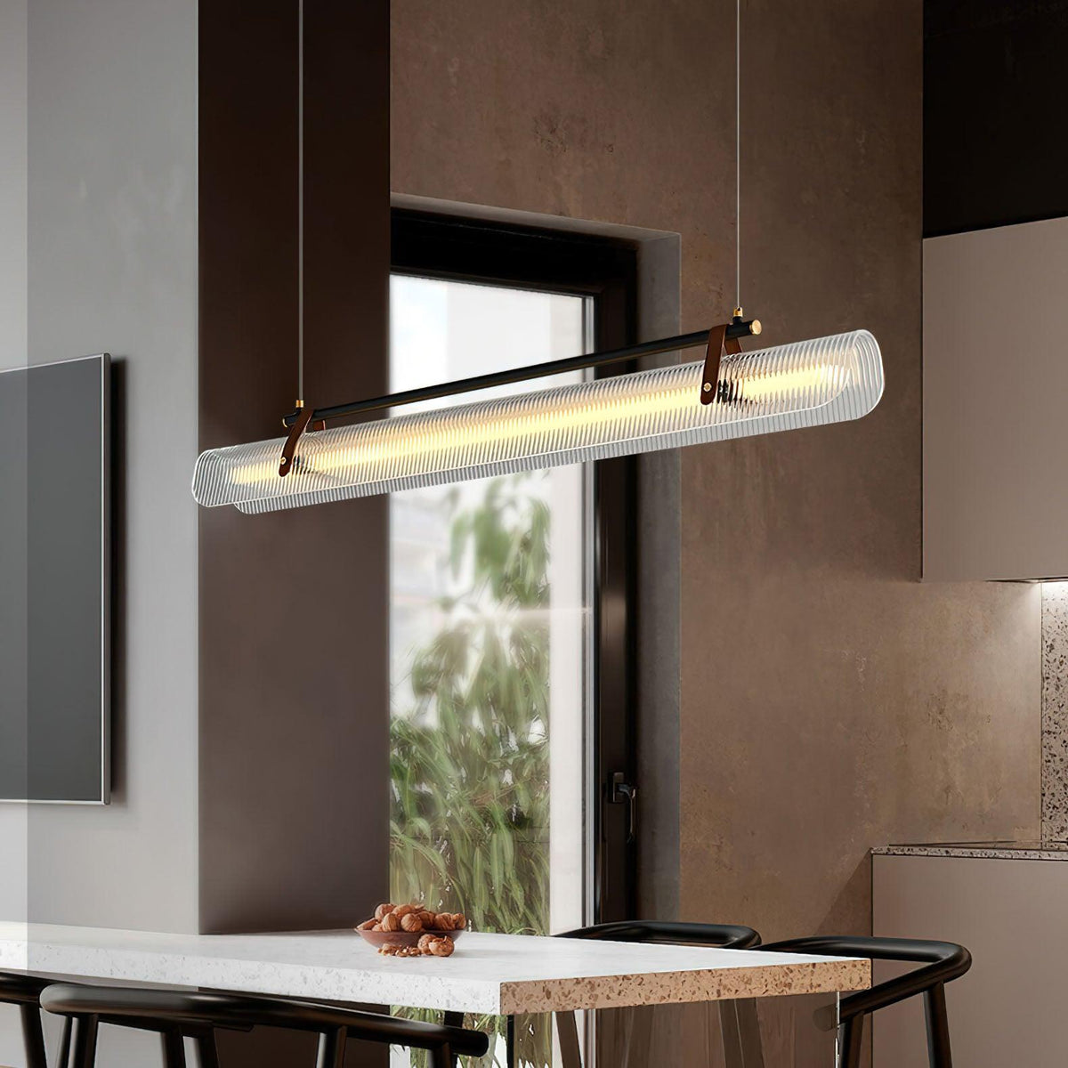 Niraenne Pendelleuchte aus Acryl linear modern für das Esszimmer