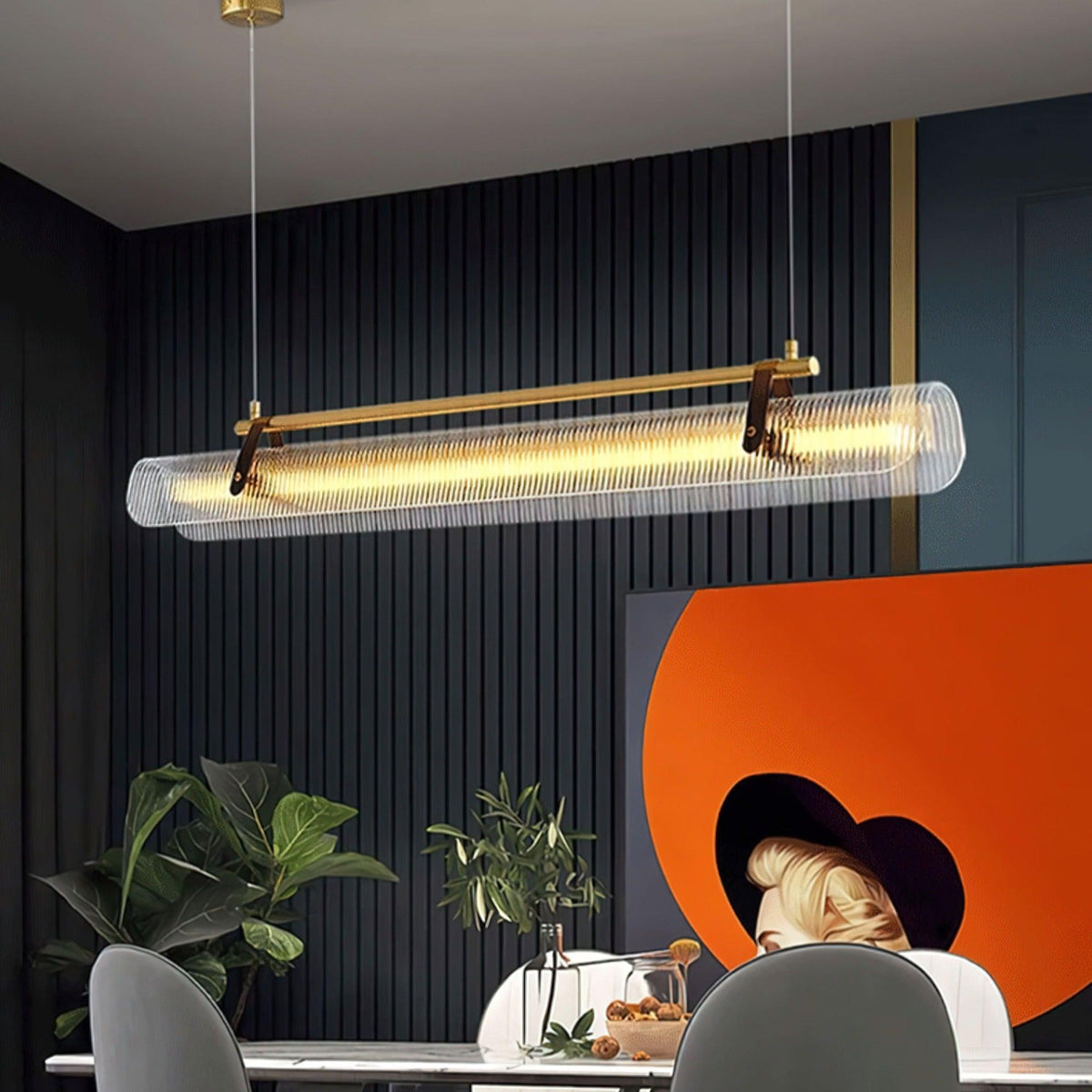 Niraenne Pendelleuchte aus Acryl linear modern für das Esszimmer