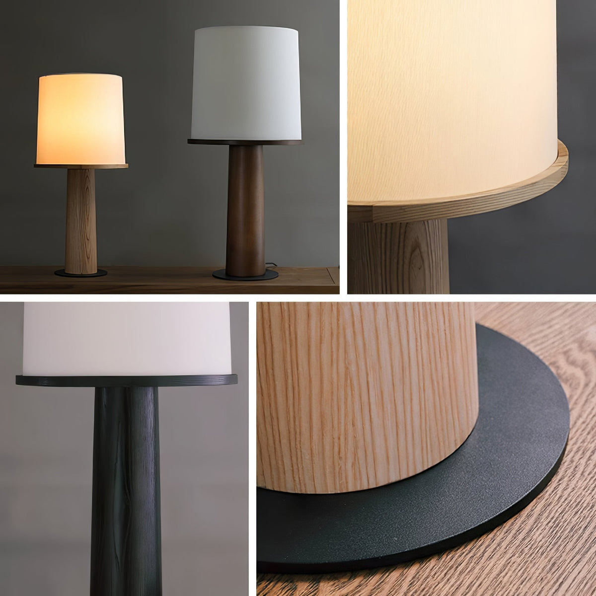 Rinirielle Tischleuchte aus Holz und Stoff im zeitgenössischen Stil