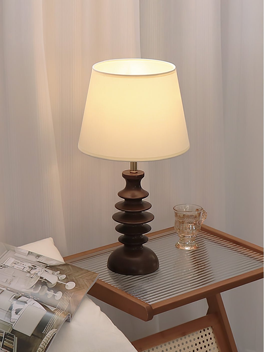 Tivoce Tischleuchte aus Stoff im Vintage-Stil
