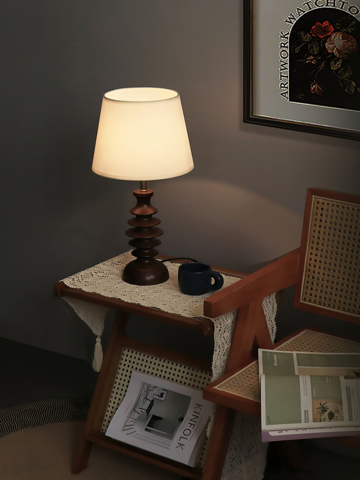 Tivoce Tischleuchte aus Stoff im Vintage-Stil
