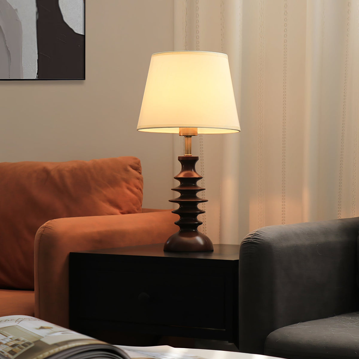 Tivoce Tischleuchte aus Stoff im Vintage-Stil