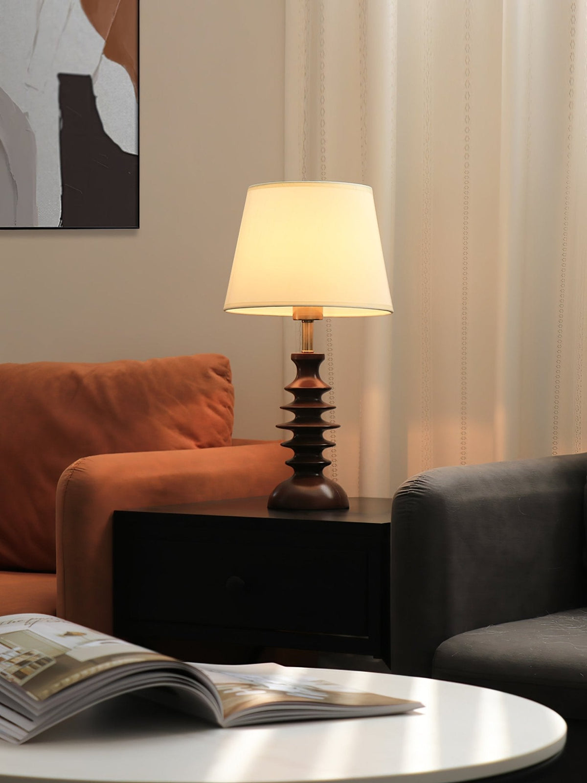 Tivoce Tischleuchte aus Stoff im Vintage-Stil