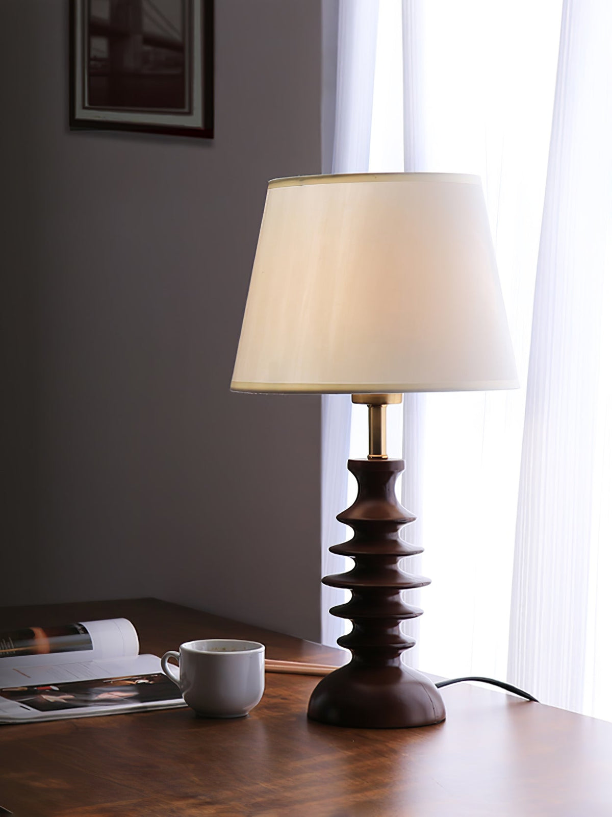Tivoce Tischleuchte aus Stoff im Vintage-Stil