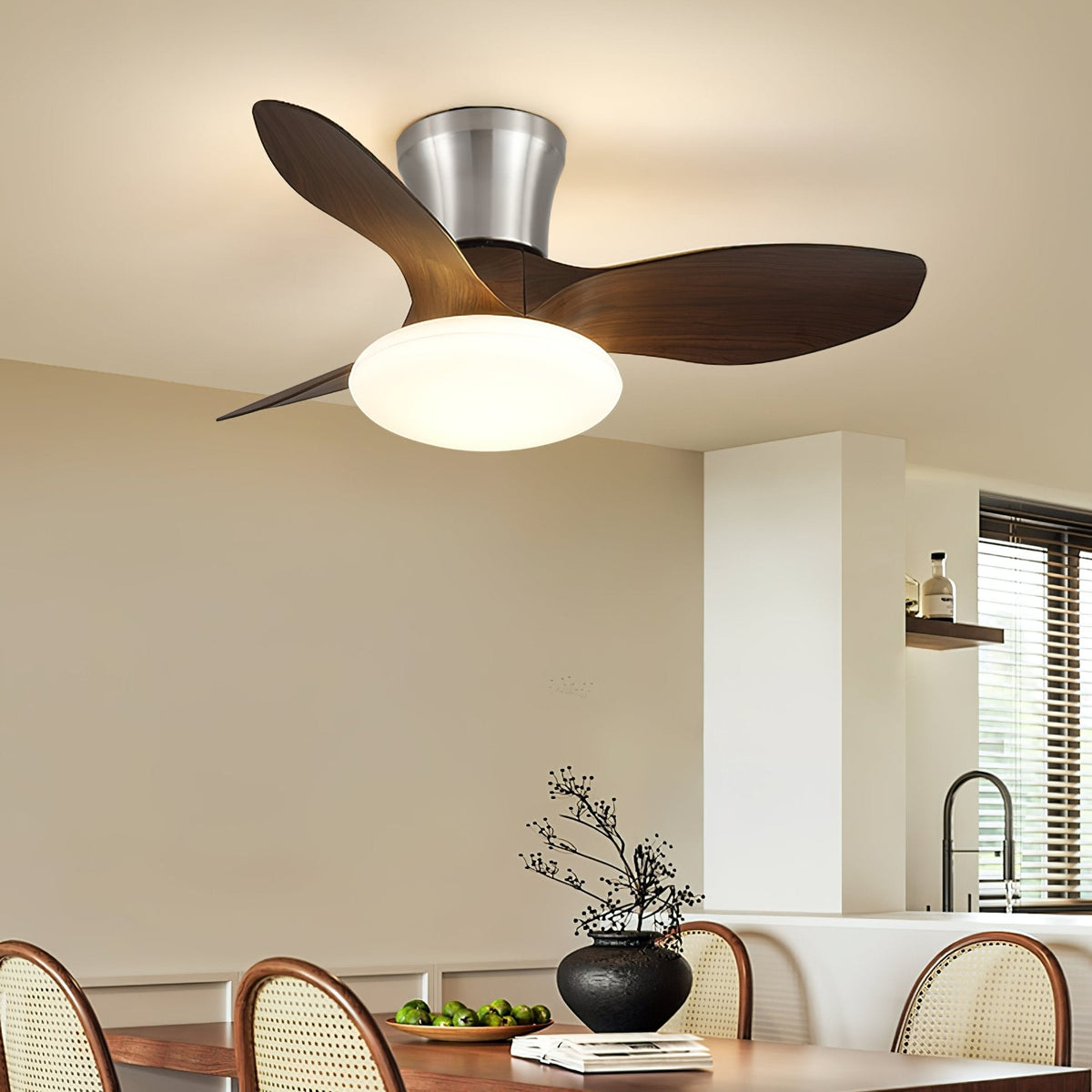 Velora Moderner Holz-Deckenventilator mit Beleuchtung