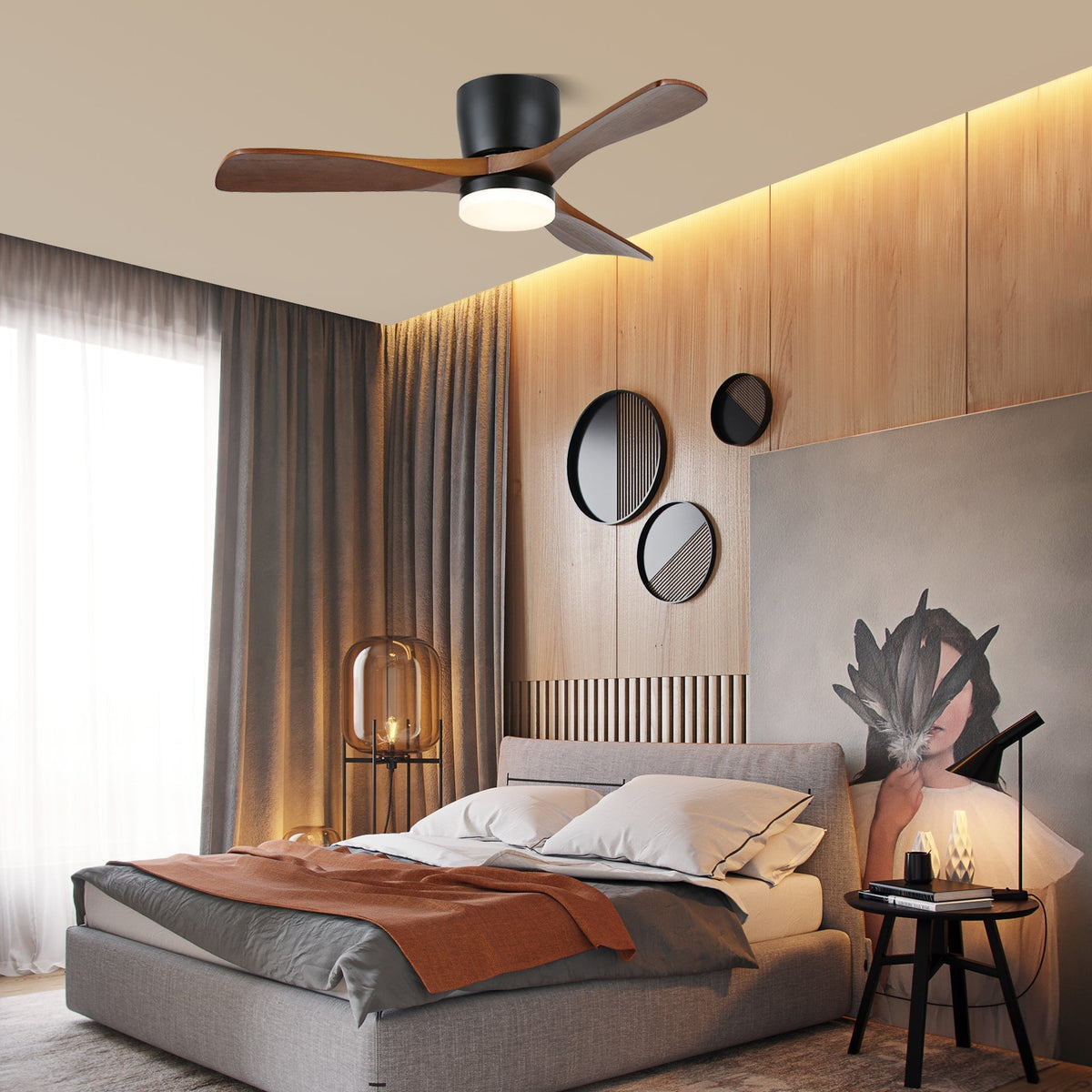 Brinor minimalistisch Deckenventilator mit Beleuchtung Holz
